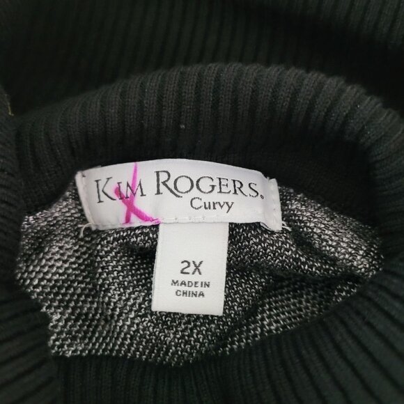 Kim rogers Womens Black gray leopard print Turtleneck Sweater curvy size 2X - Picture 4 of 9